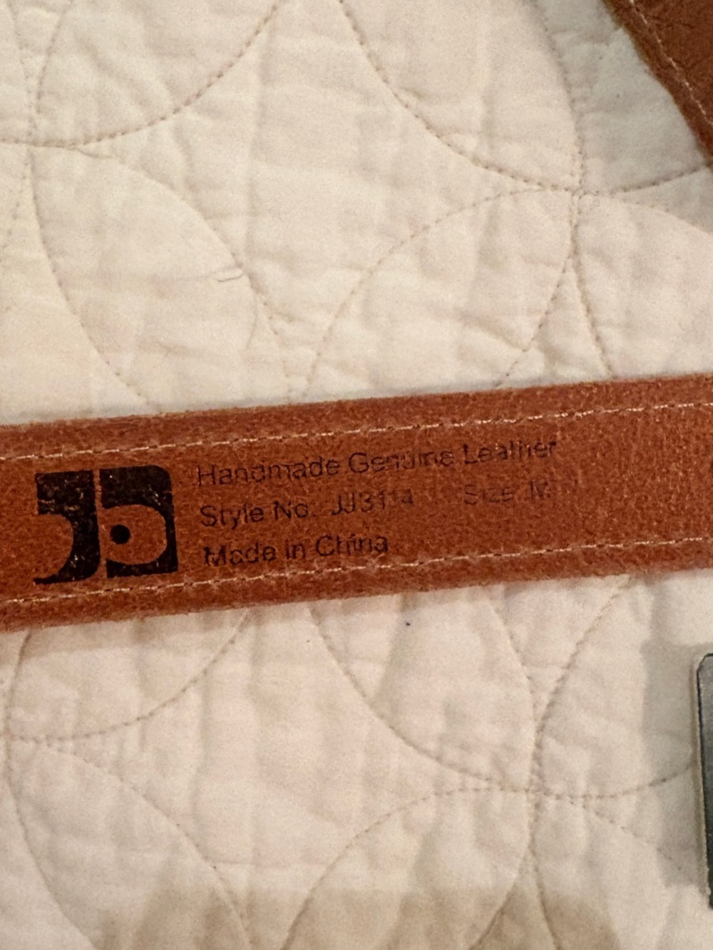 Two-Tone Studded Women’s Leather Belt - White & Brown - Picture 2 of 4